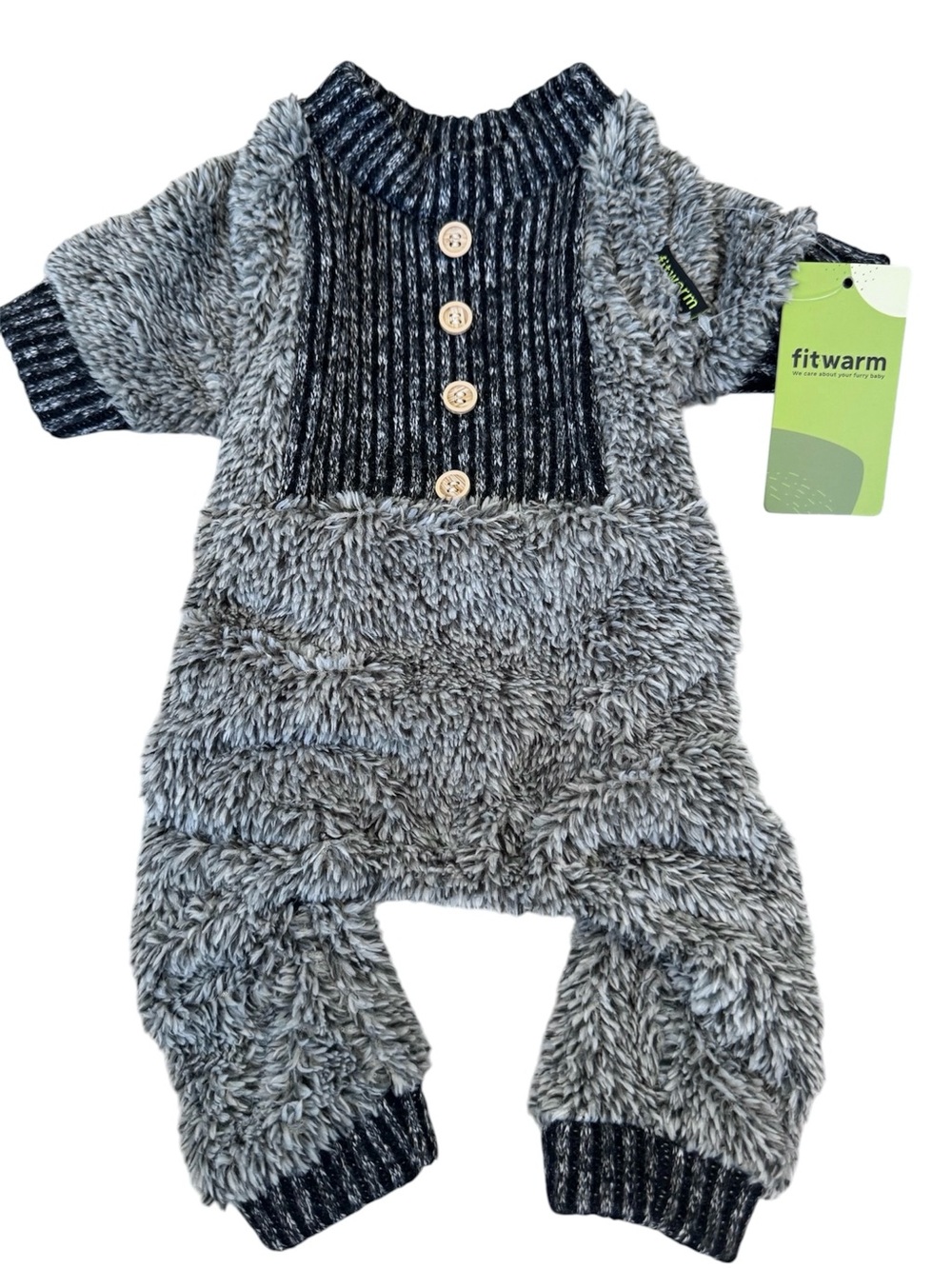 Dog Fuzzy Pajamas. “Fitwarm” Grey Pet Onesie for Thermal Warmth. NWT. Never Worn